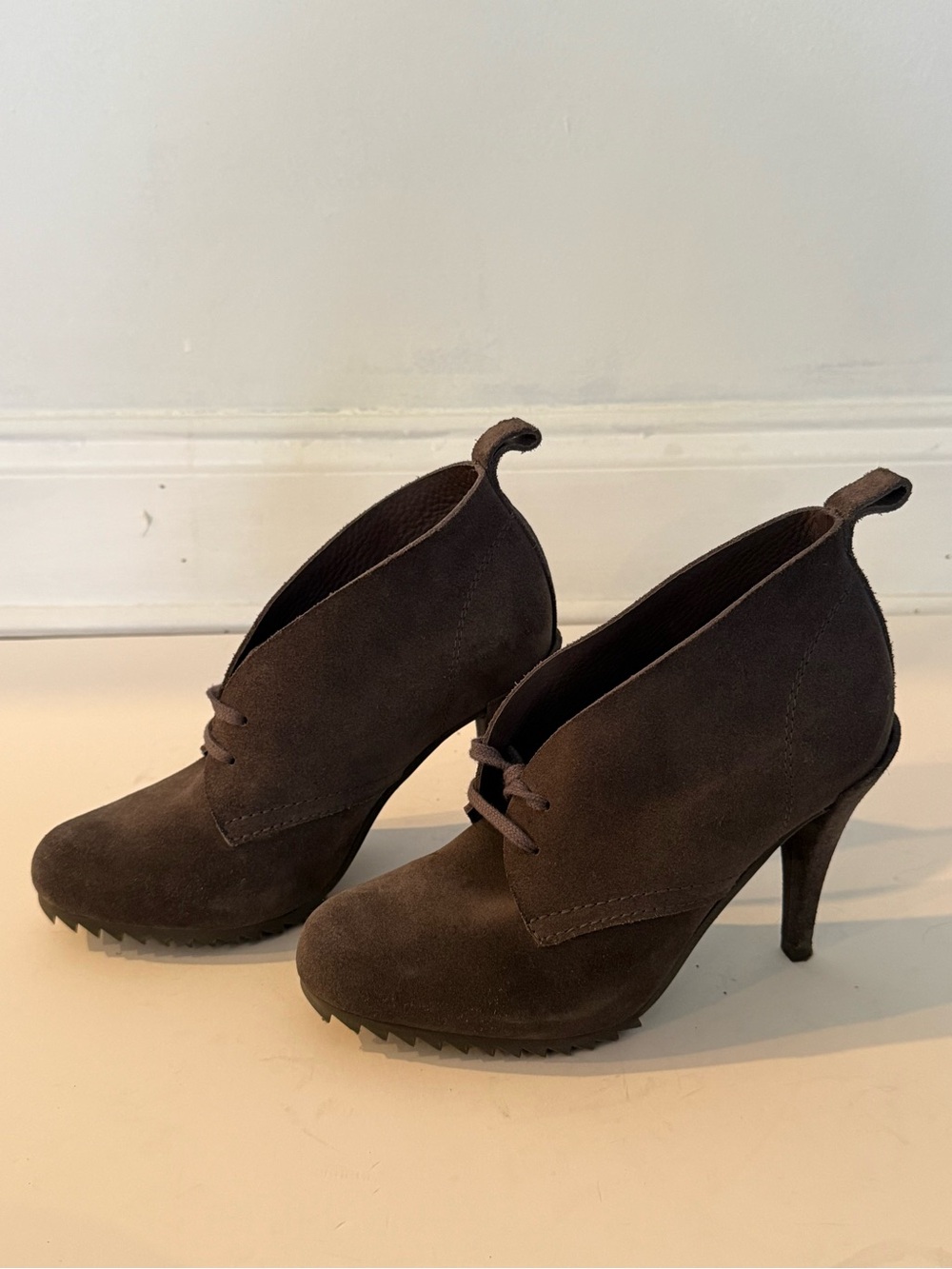 Pedro Garcia Dark Brown Suede Lace-Up Ankle Booties